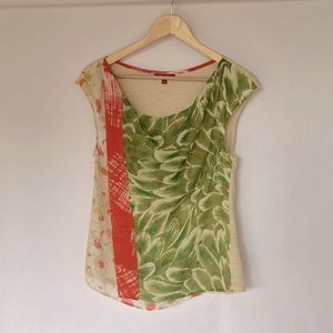 Anthropologie -One September Floral Sheer Blouse